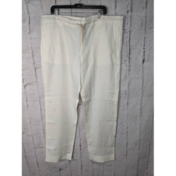 Island Importer Natural Linen Riviera Pant Men L-32 Ivory Drawstring Casual - Picture 1 of 9
